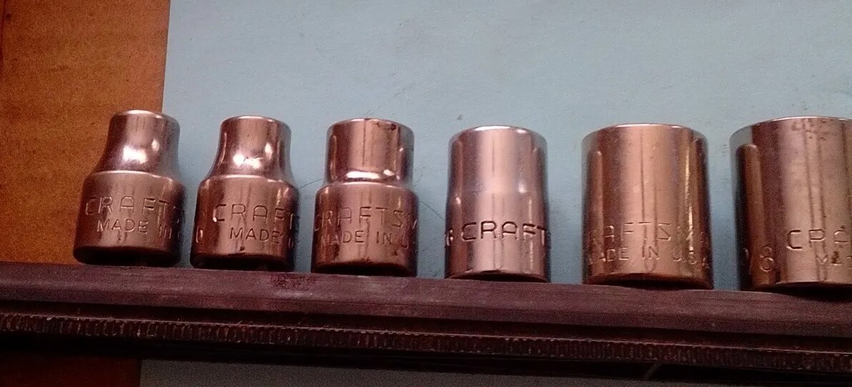 Craftsman 3/8″Dr. 6pt sockets. 1/4″-15/16″. G, G1 G2 Gk V Mixed Series QTY. 11