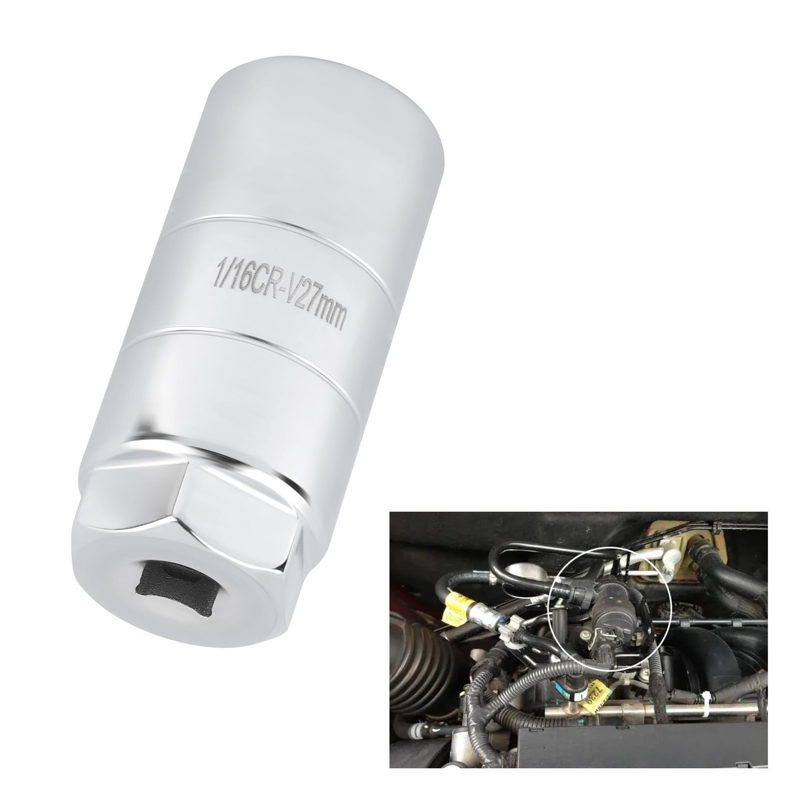 Oil Pressure Sensor Socket,1 1/16 Socket 2 5/8″ Long One Size, Silver