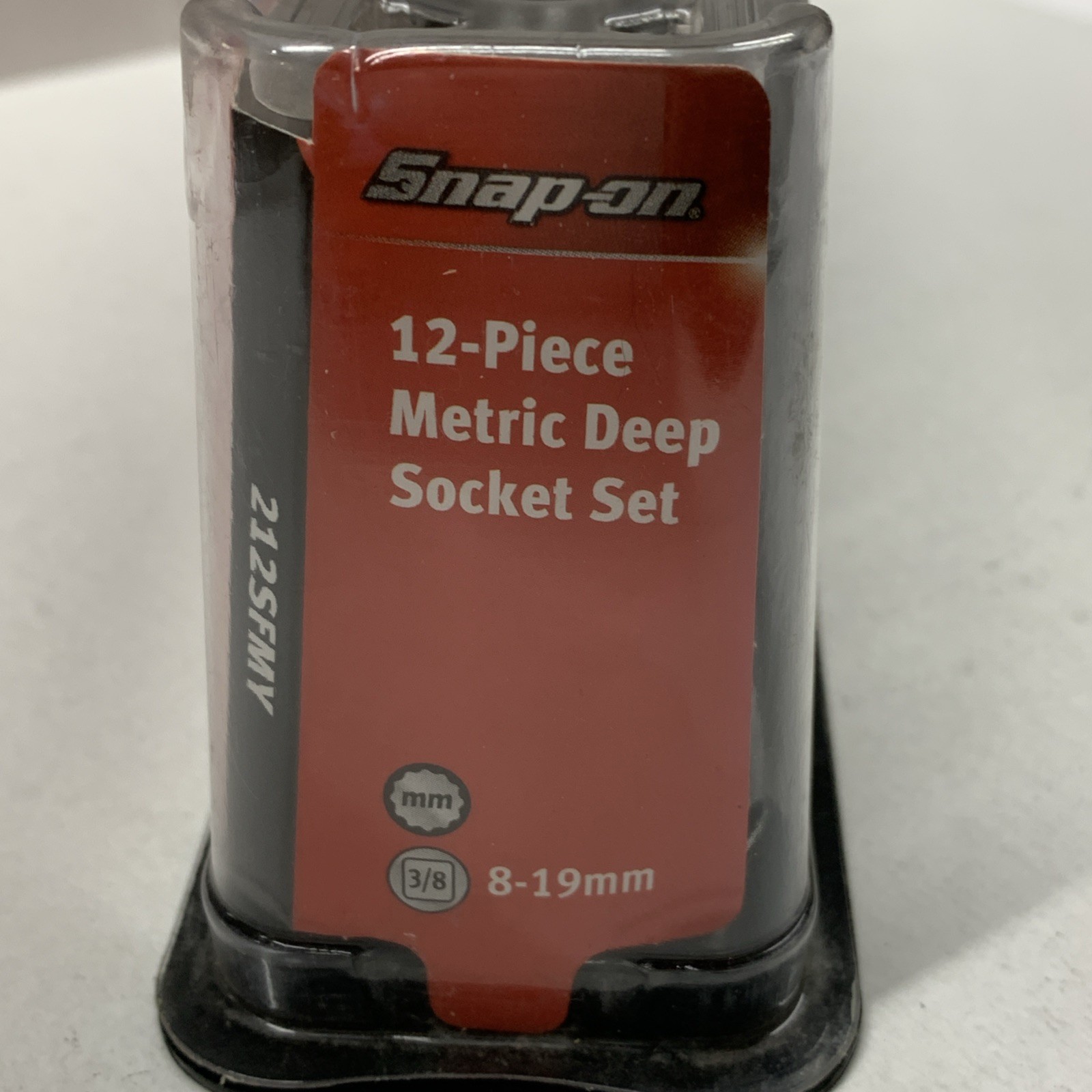 Snap On Tools USA 212SFMY 3/8″Dr 12point 8-19mm Deep Chrome Socket Set NEW