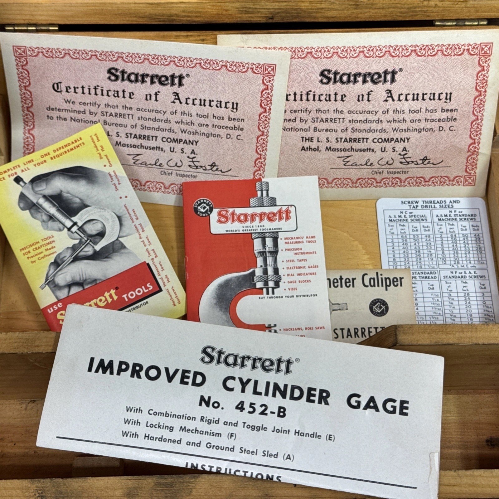 Starrett 916: Auto Service Set W/ Case, 224 & 124 Mics, 452 Bore, 172 Feeler