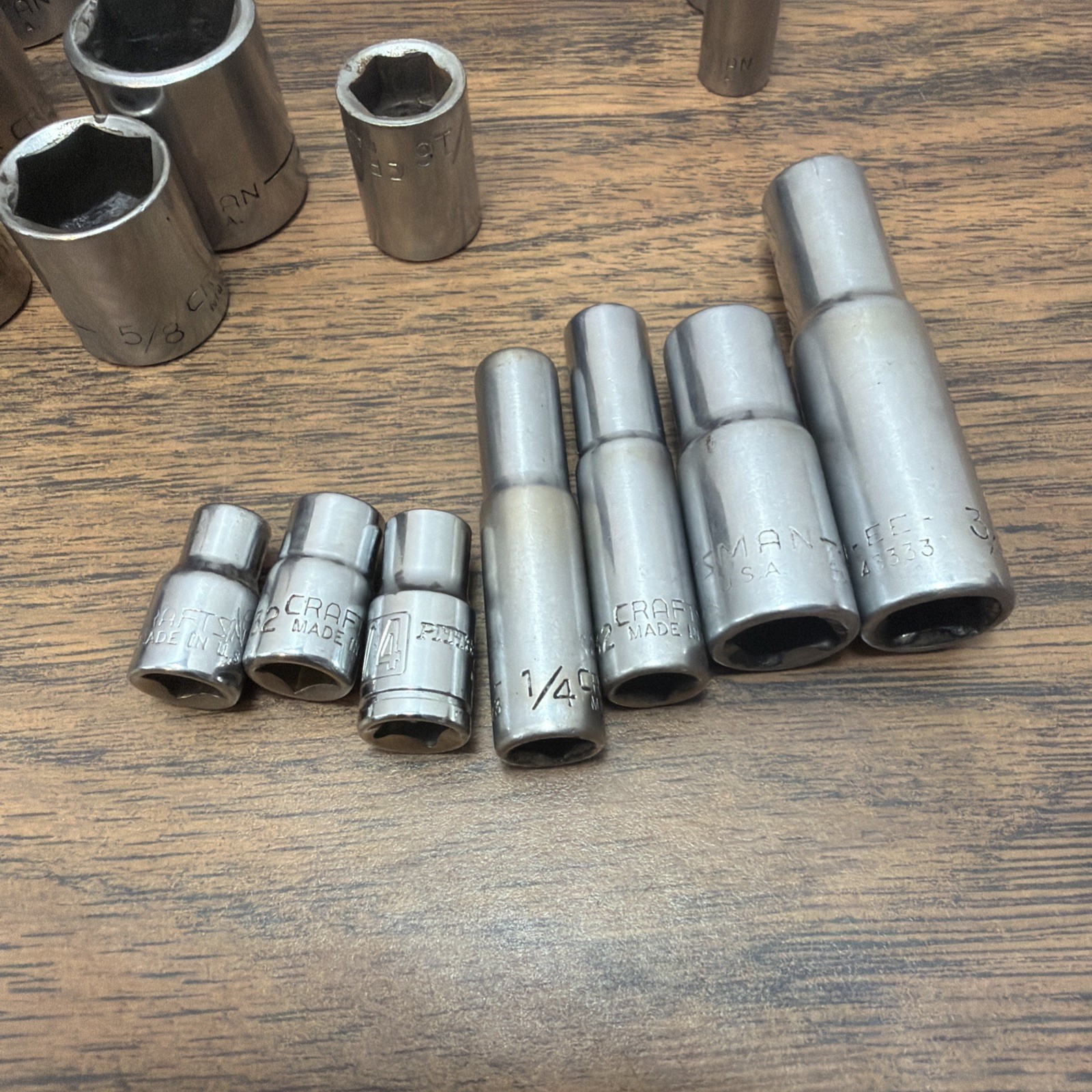 36x CRAFTSMAN Socket Lot SAE – 6pt 12pt – 1/2 1/4 Drive Asst Size Most Made USA