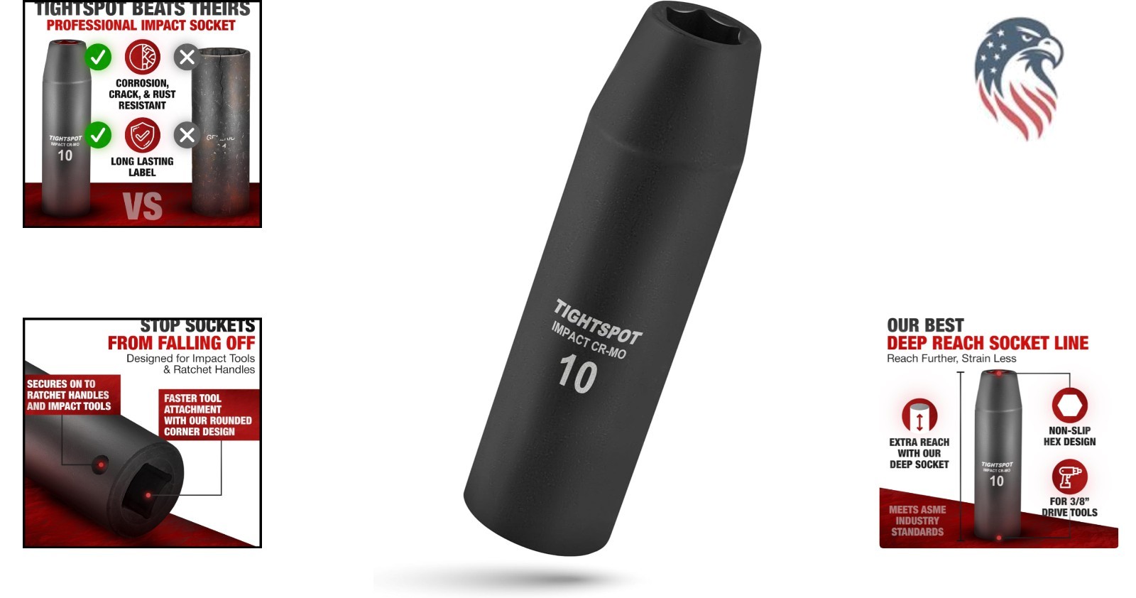 3 8 Inch Drive Deep Impact Socket 10mm CRMO Steel Manganese Phosphate