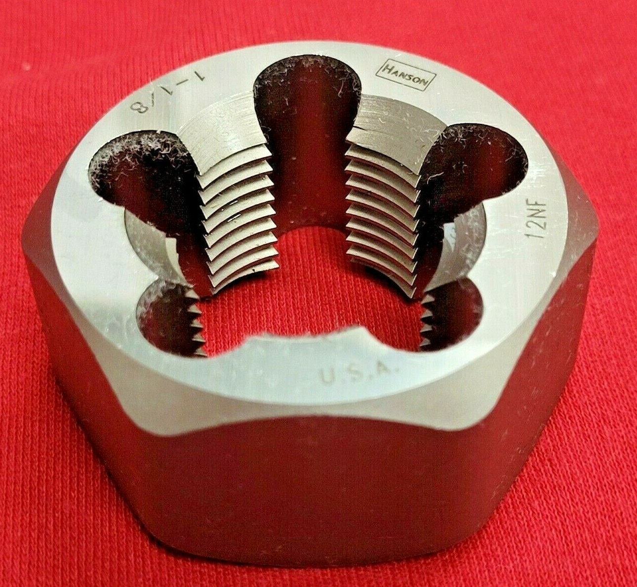 7269 1-1/8-12 NF x 2″ Irwin Hex Rethread Die Carbon Steel RH
