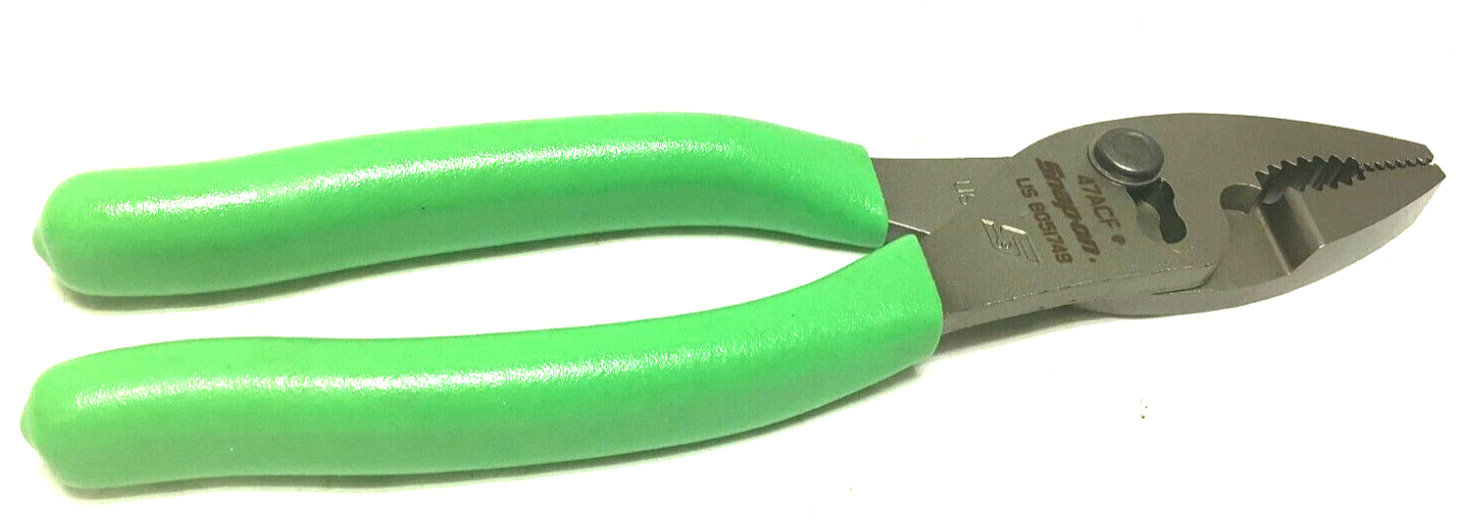 New Snap-on 7″ long Green Vinyl Grip Combination Slip Joint Pliers 47ACFG Unused
