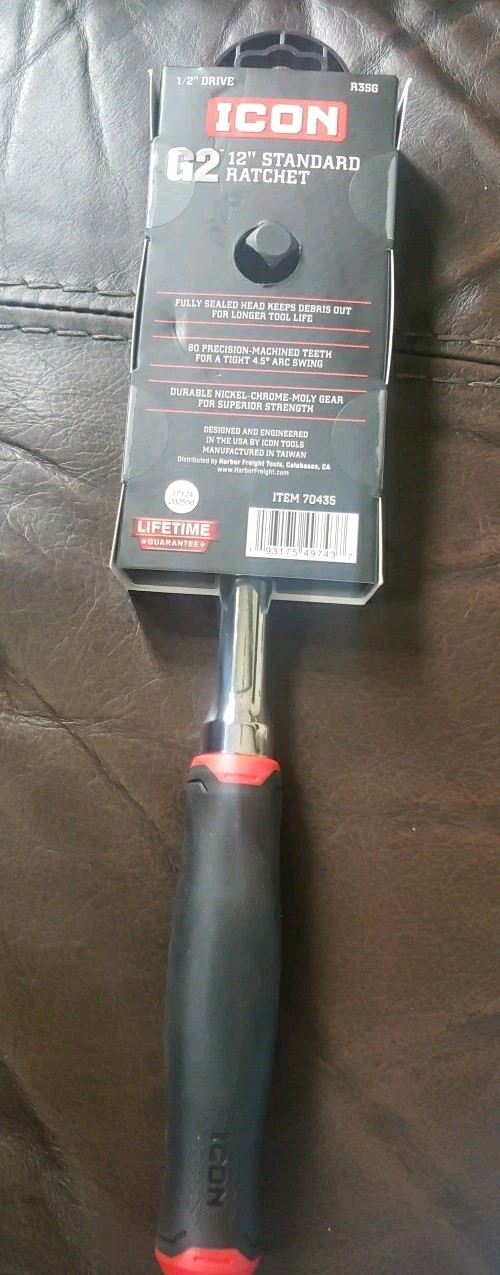 ICON R3SG G2 1/2″ Drive, 12″ Standard Ratchet w/ Comfort Grip 70435 NEW w Tags