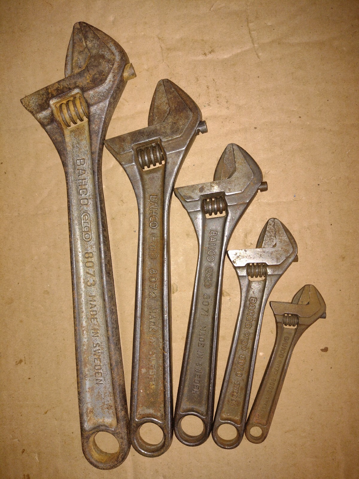 BAHCO ergo ADJUSTABLE WRENCHES-SIZES;12″ &10″ & 8″ & 6″ & 4″ MADE IN SWEDEN