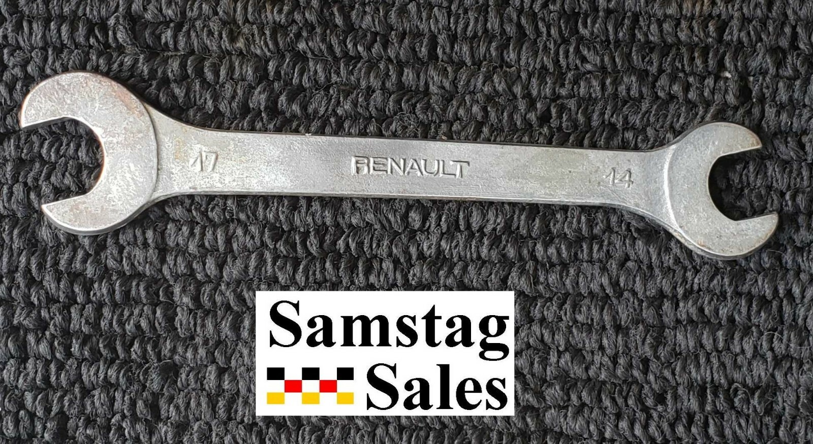 Vintage RENAULT Double Open End Wrench 14mm x 17mm Steel Finish