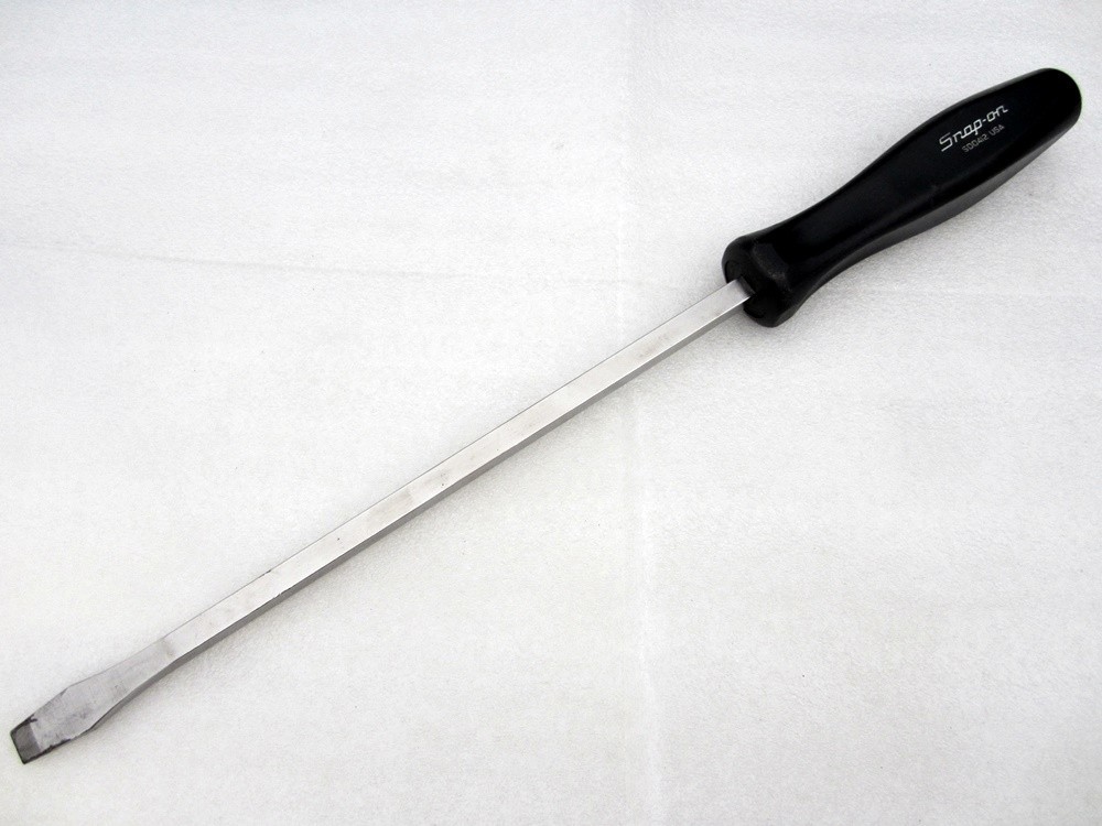 Vintage Snap-on 1/2″ Slotted 12″ Screwdriver SDD412 Black Hard Handle USA