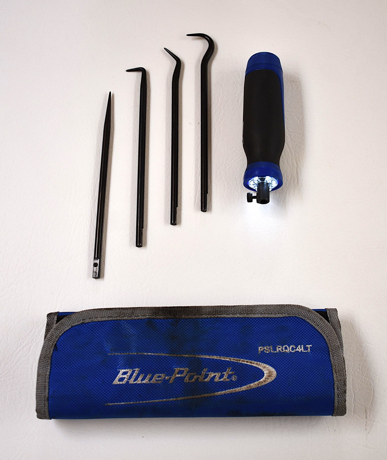 Blue Point by Snap On PSLRQC4LT 4 Piece Soft Grip LIGHTED Hook Pick Awl Set