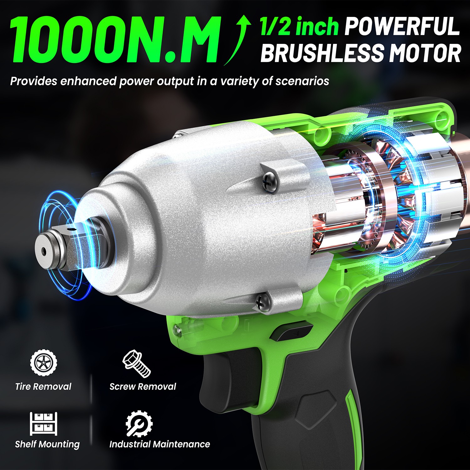 Cordless 3/8″ Ratchet Wrench 70NM ,1/2″ Impact Wrench 1000Nm 738ft-lbs Combo kit