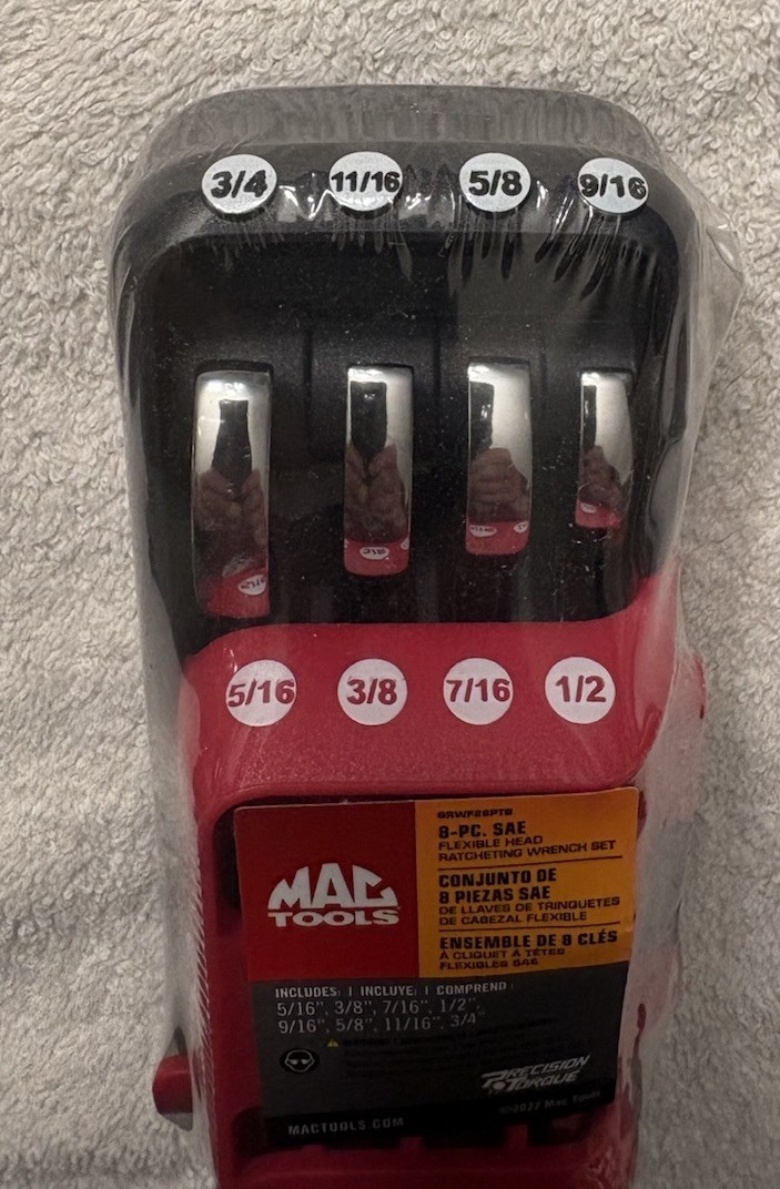 Mac Tools 8 Pc. 12 Pt. SAE Flexible Head Ratcheting Wrench Set