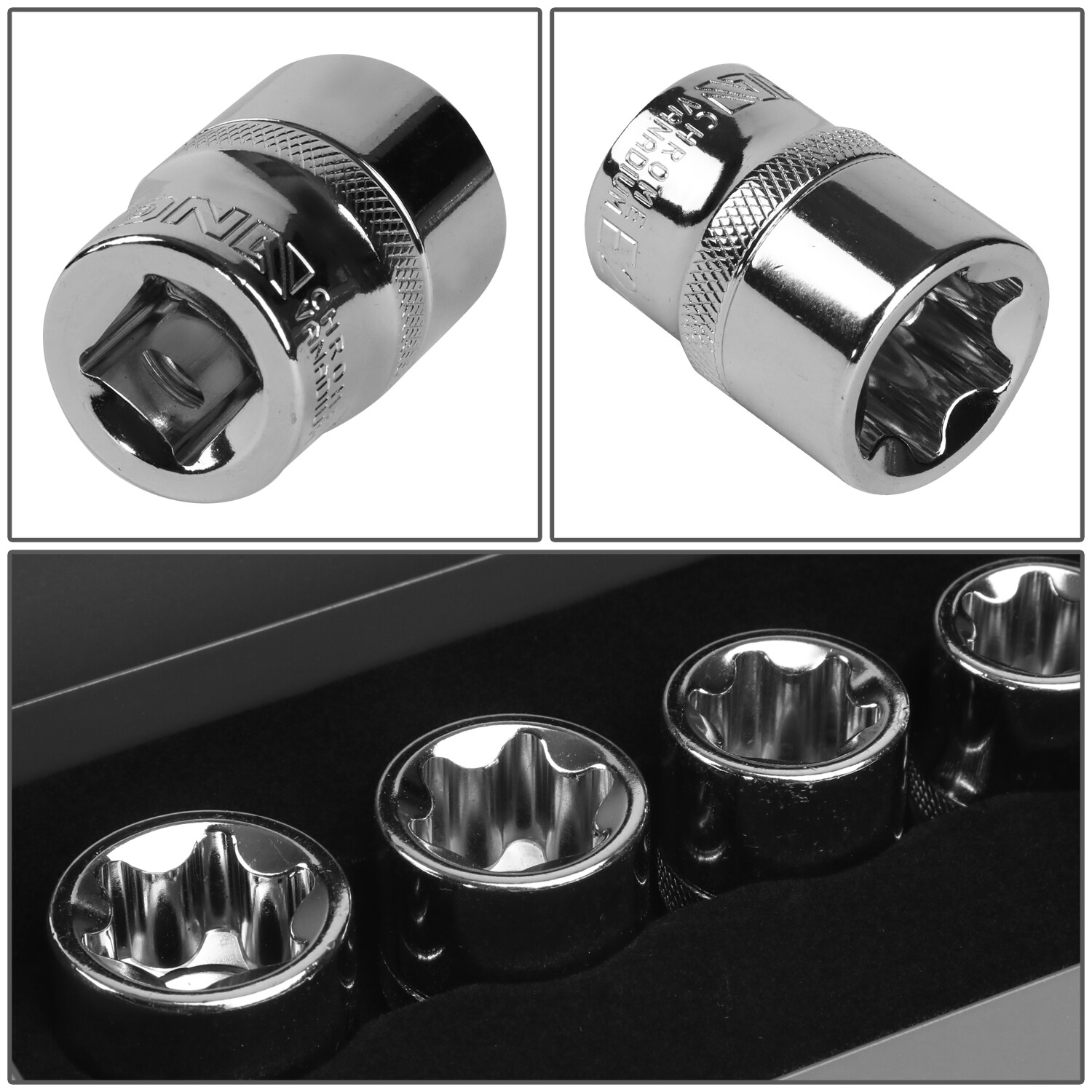 9Pcs 38mm External Torx Socket Hand Tool Kit E10-E24 1/2″ Drive w/Carrying Case