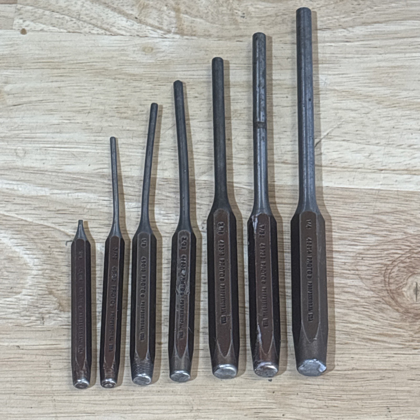 Proto Professional Roll Pin Punch Set 1/16” To 1/4” J49007S2 USA READ!