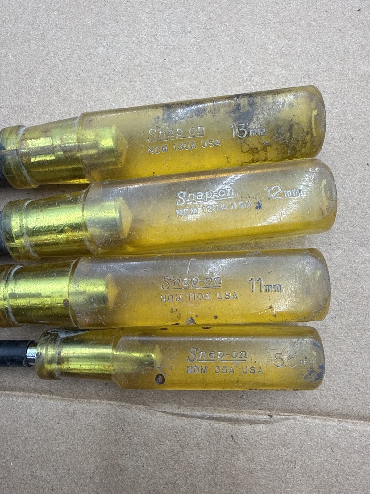 Vintage Snap-on Nut Driver Set 6 Piece ND-108, 111, 112, 114, 116, 130a, 120a