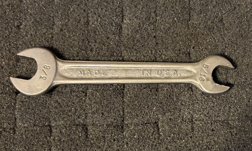 Indestro #721 Drop Forge Select Steel Double Open End Wrench 3/8″ x 5/16″ USA