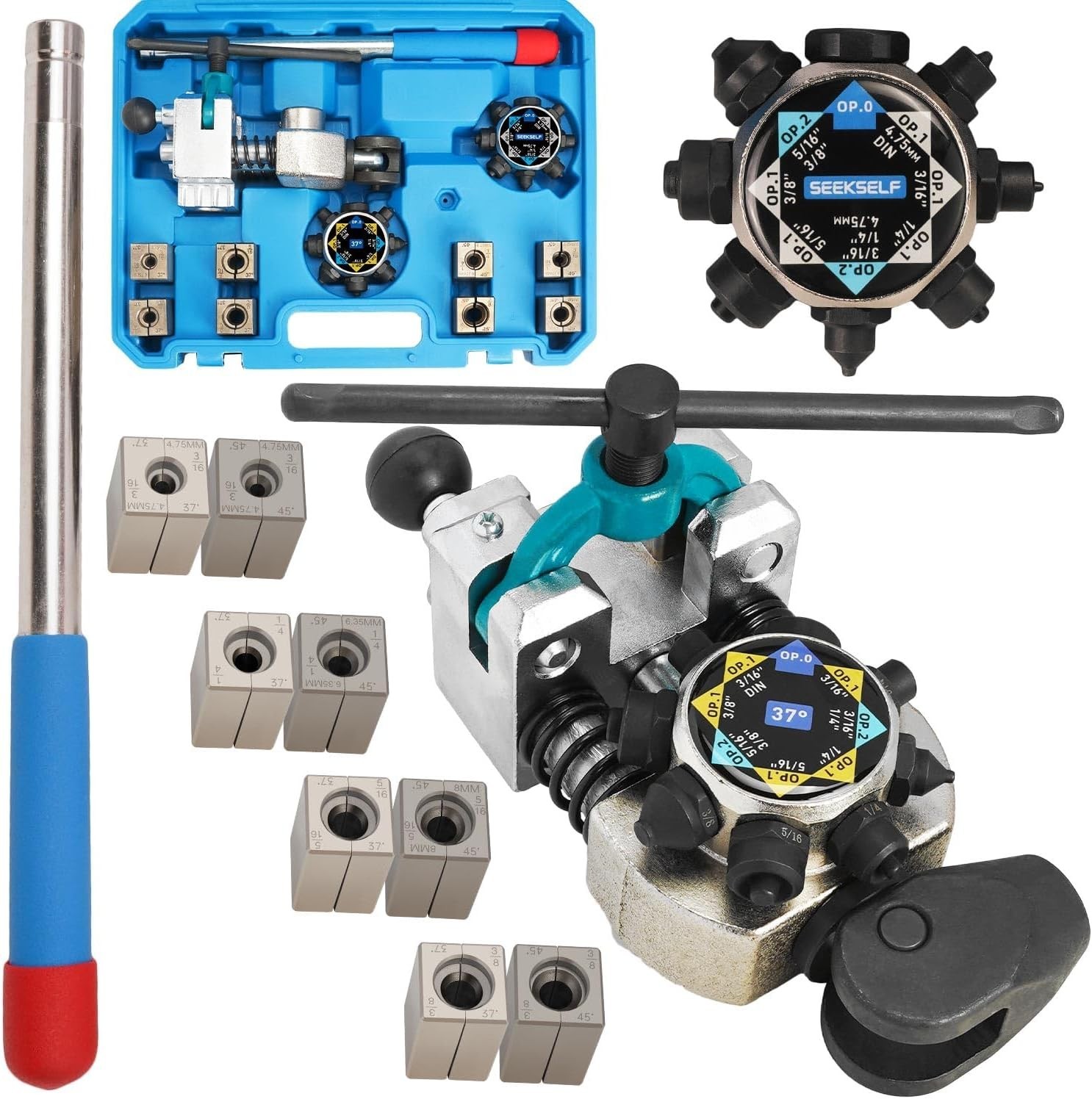 Professional Brake Line Flaring Tool Kit for 45 & 37 Degree Single, Double and B
