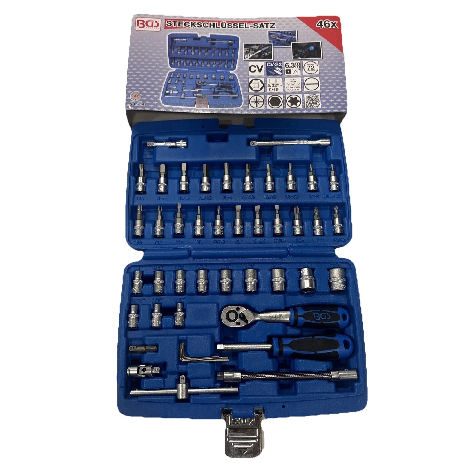 BGS 1/4″ Inch Mechanic Socket Set 46 Pc. Set SAE No. 2141 Steckschlüssel-Satz