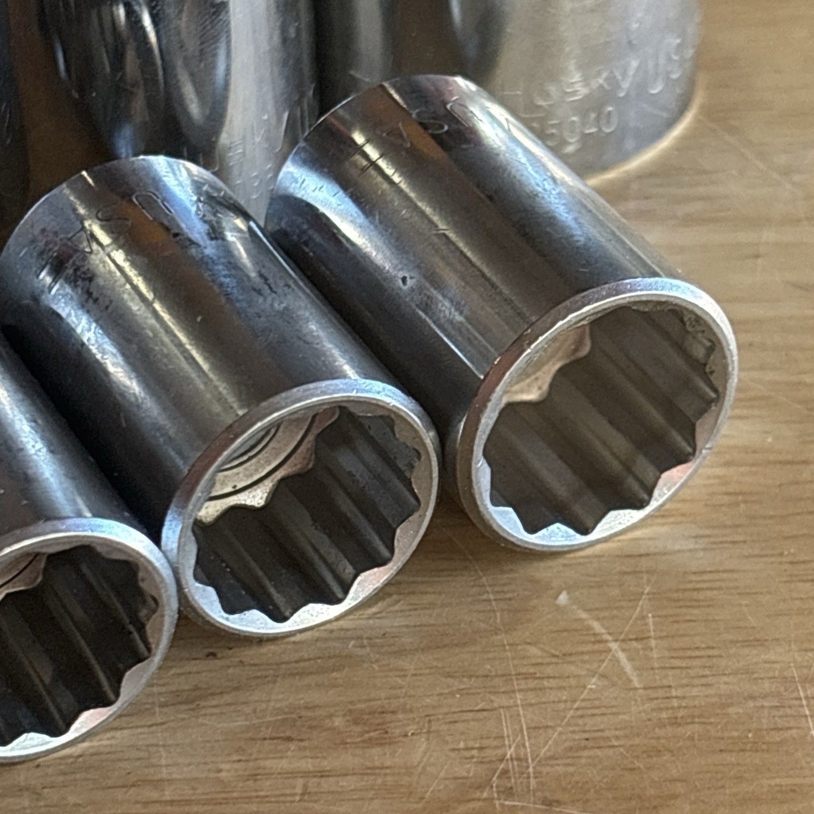 Husky SAE Shallow Socket Set 1/2″ Drive 12 Point 7/16″ to 1-1/4″ Vtg USA READ