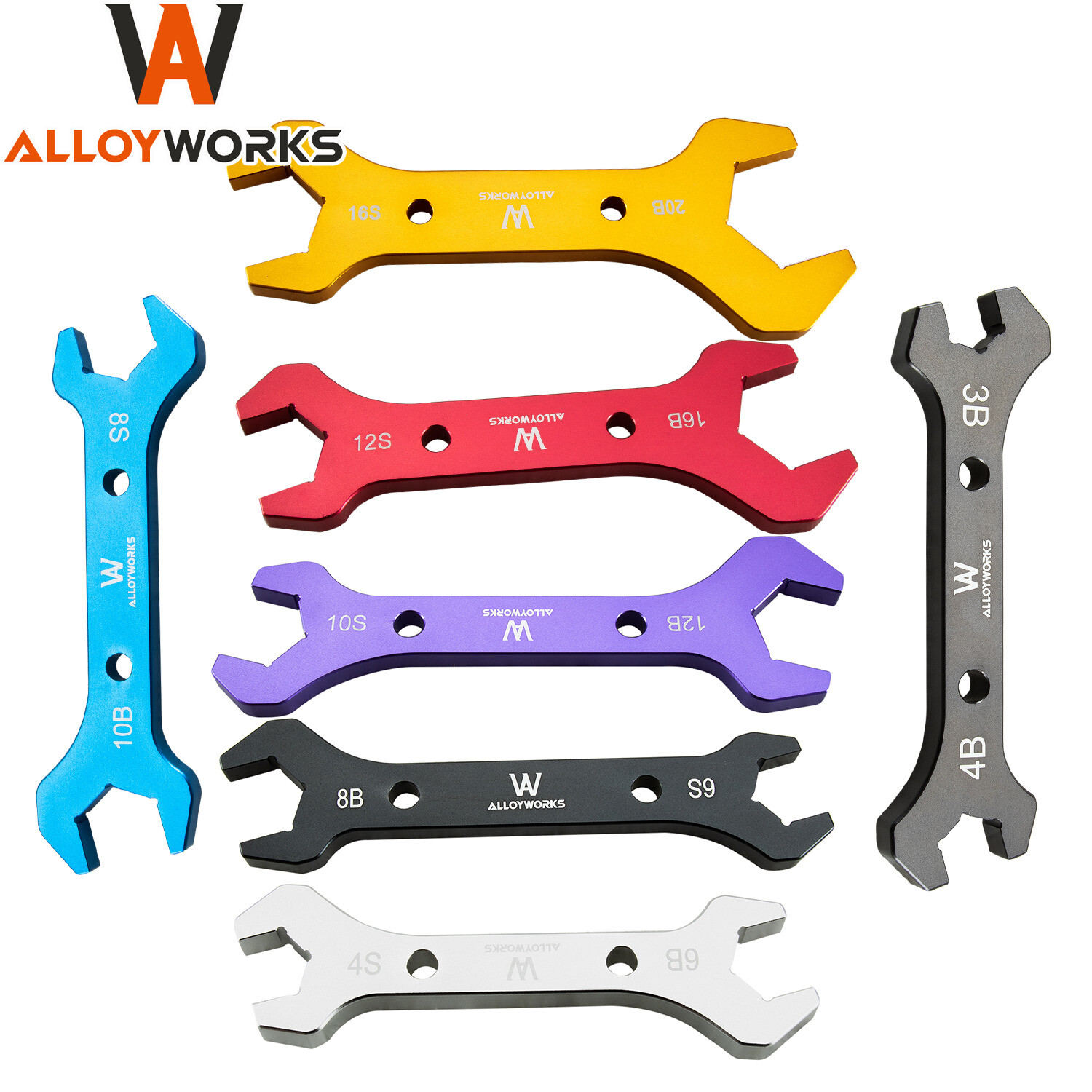 7PCS Wrench Spanner Tool Kits Double Ended AN Hose Line 3AN to 20AN Aluminum ASI