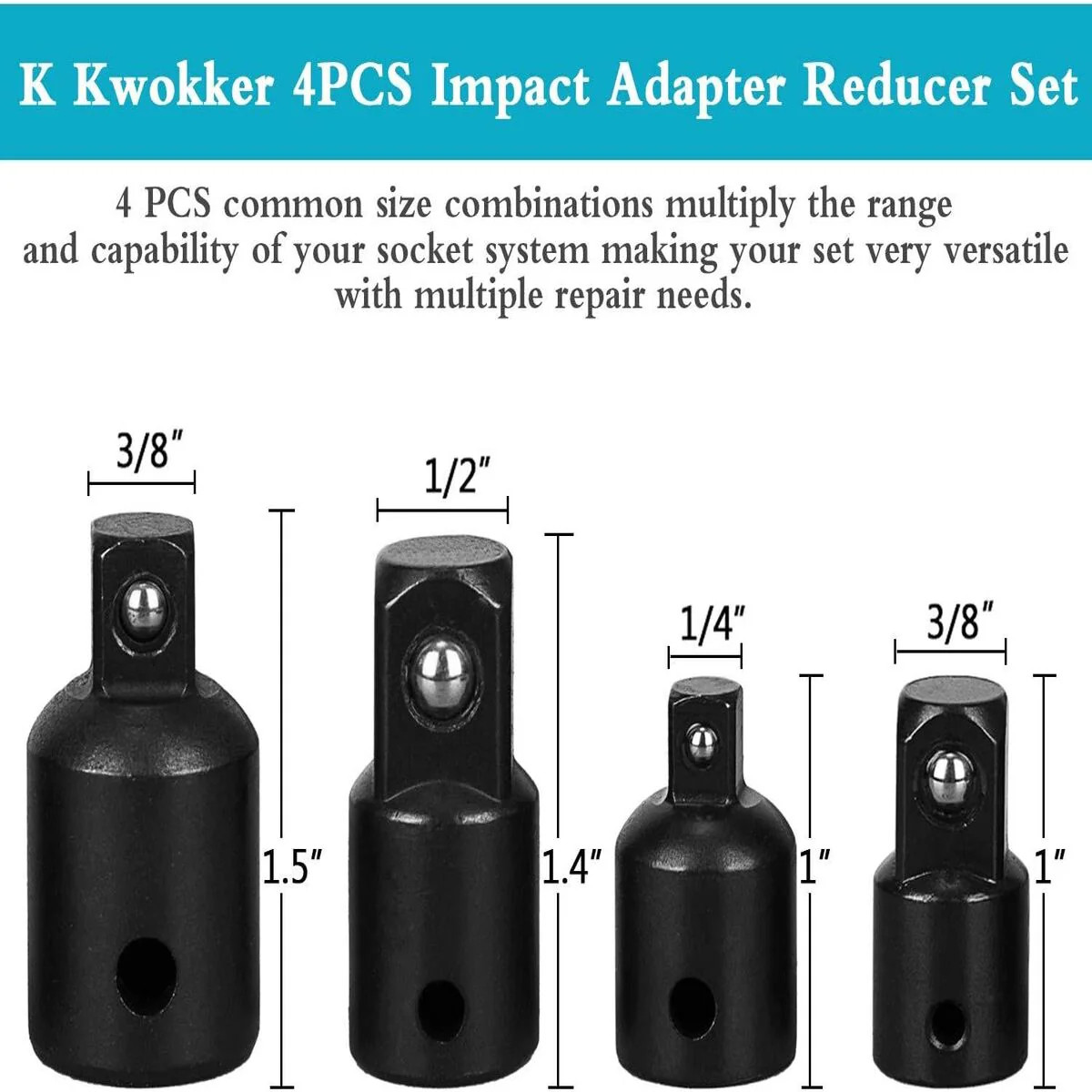 12Pcs Socket Adapter Bit Set, for Home Workshop (Black)