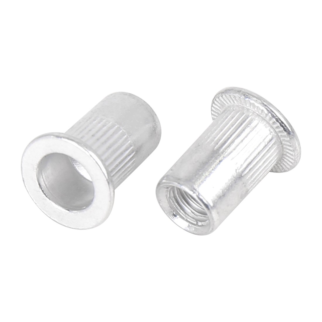 110 Pcs M6 Silver Tone Aluminum Alloy Car Flat Head Rivet Nut Threaded Insert