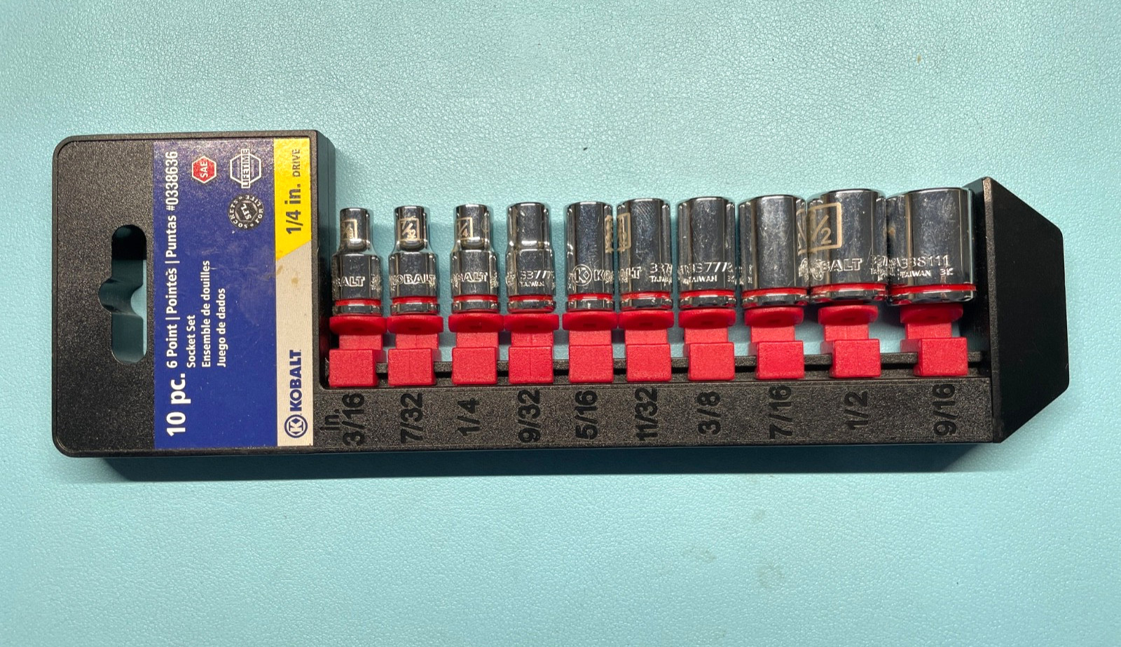 Kobalt 10 Pc 6-Point 1/4″ Drive SAE (Standard) Socket Set 0338636