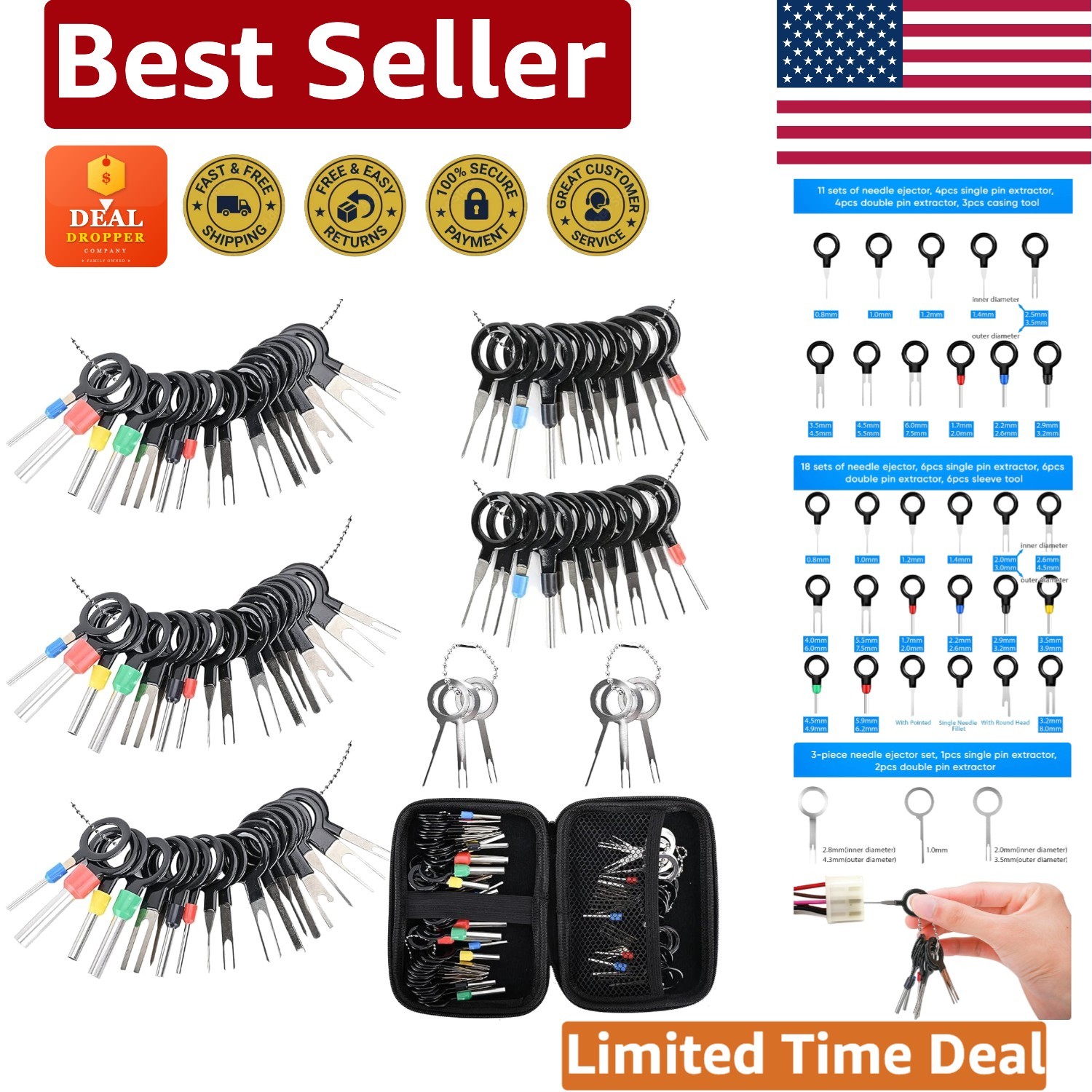 High-Quality Terminal Extractor Set – 82 Pcs with Carrying Case for Electronics