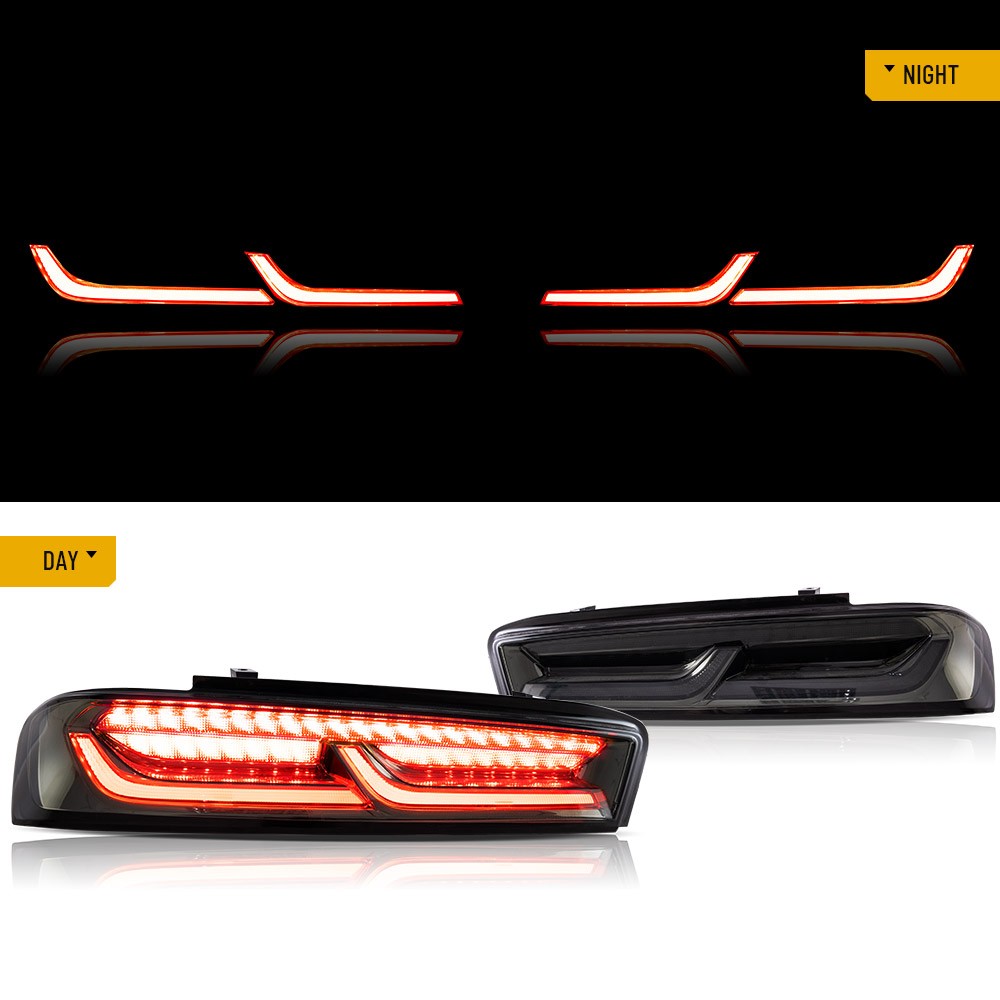 Tail Lights For Chevy Camaro 2016-2018 LED DRL Smoked Sequential Lamps One Pair