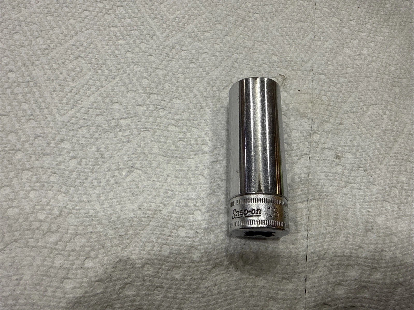 SFSM18 18mm Snap-On Socket 3/8 Drive 6-Point Deep Chrome Vintage Tool
