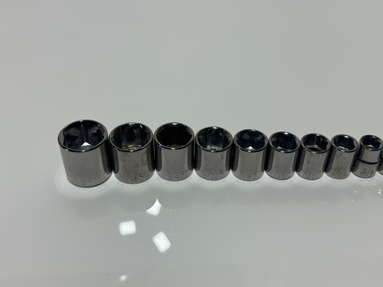 NOS Craftsman Tools USA G-Series 11pc SAE Shallow Socket Set, 6 Point 3/8” Drive