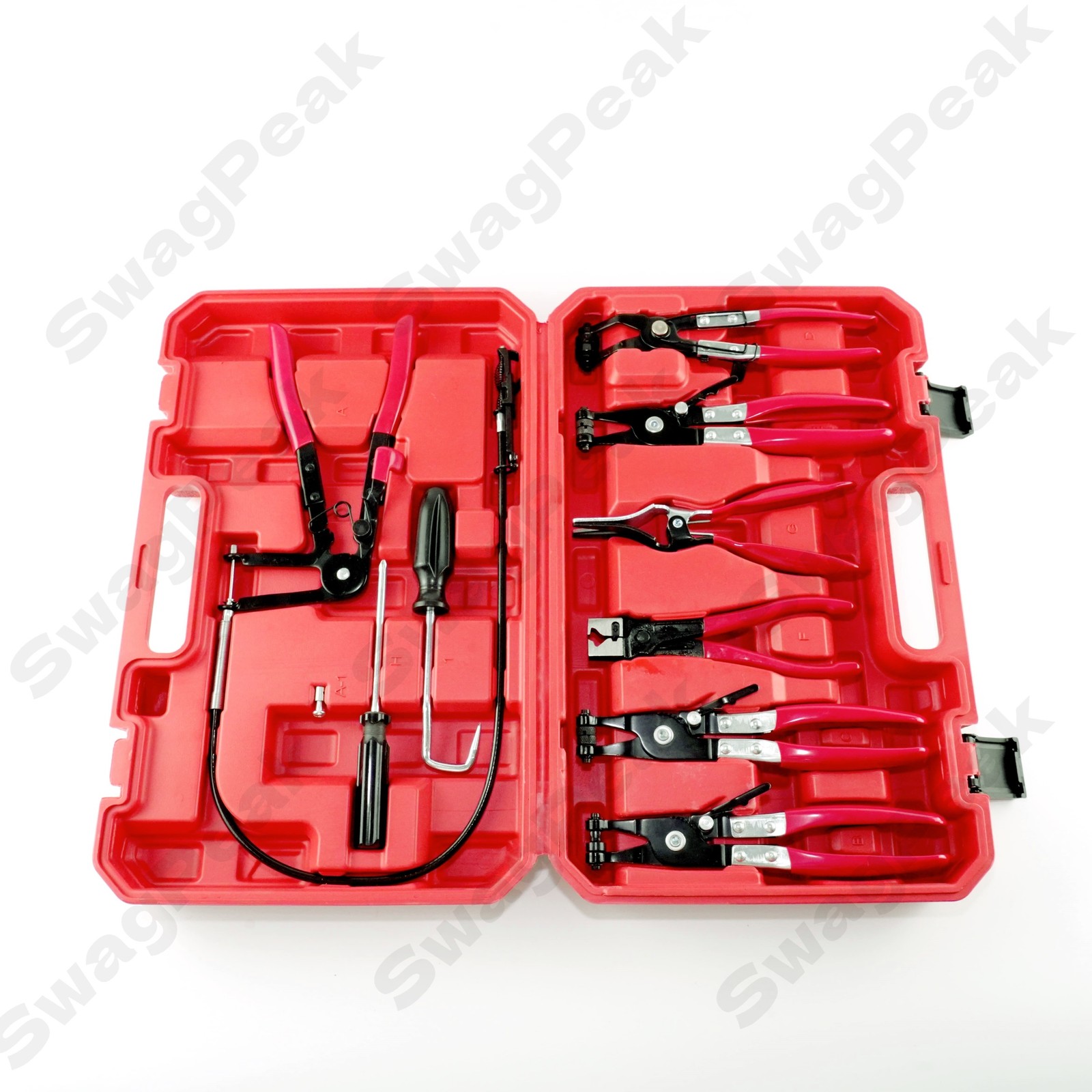 10Pc Hose Clamp Clip Remover Pliers Wire Long Reach Kit Fuel Oil Water Hose Tool