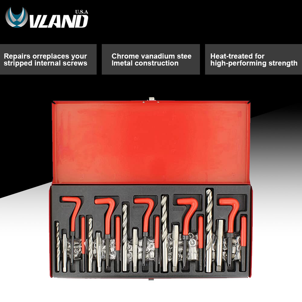 131 PCS Metric Thread Repair Insert Kit Helicoil Threading Tool M5 M6 M8 M10 M12