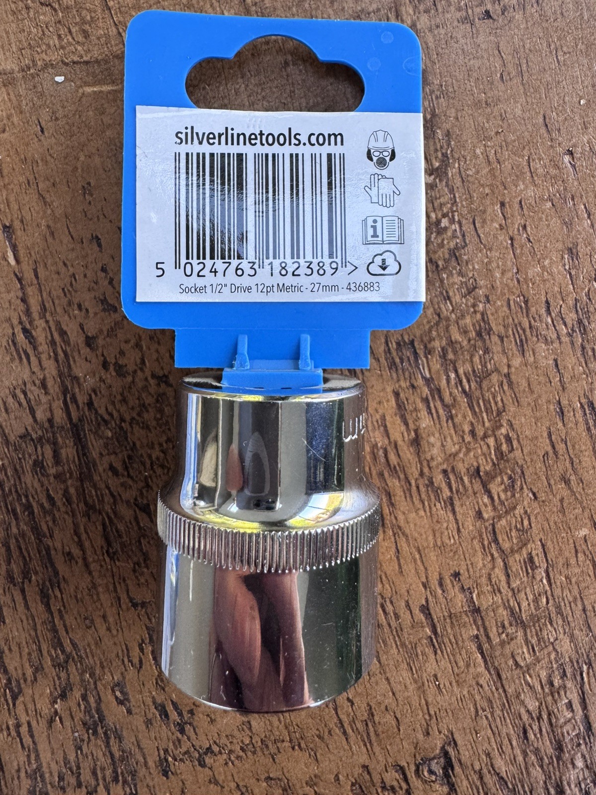 Silverline Metric Socket, 27mm, 1/2″ drive, 12pt (bi-hex) socket