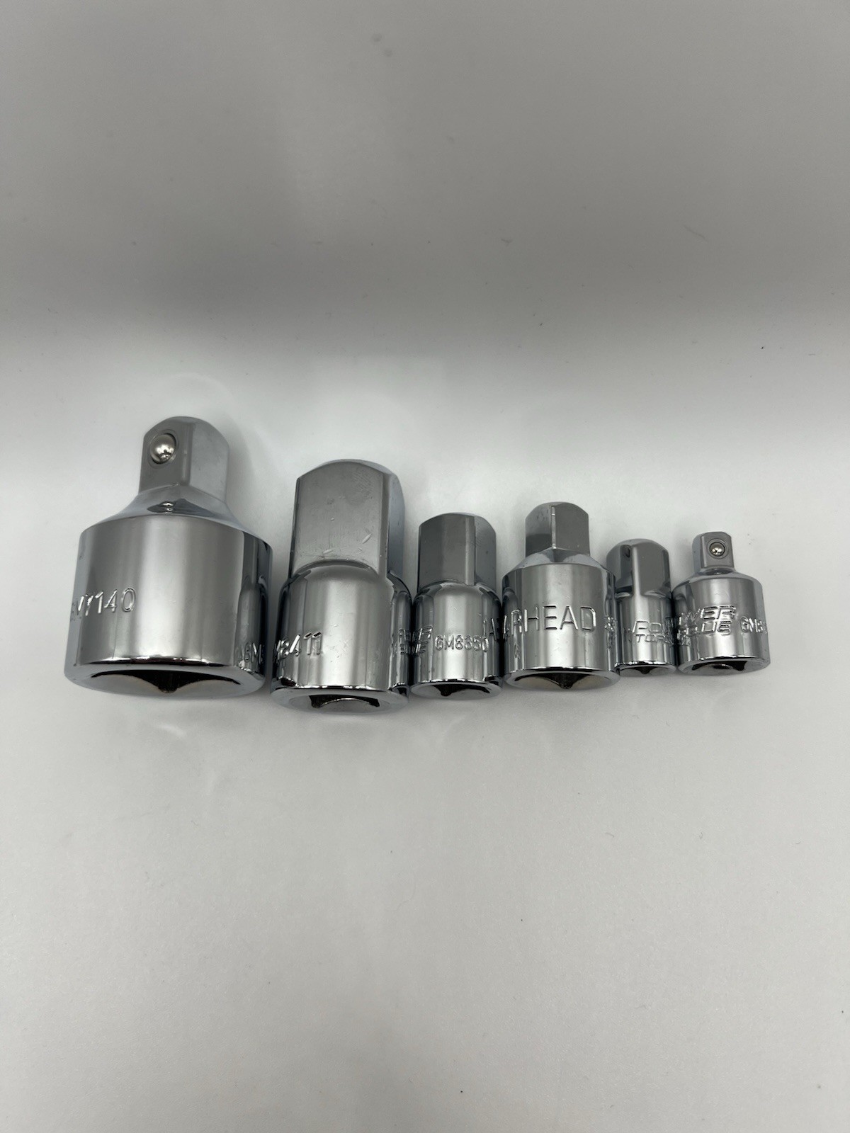 Power Torque 6pc Socket Adapter Reducer Set 1/4 3/8 1/2 Drive Chrome Gearhead