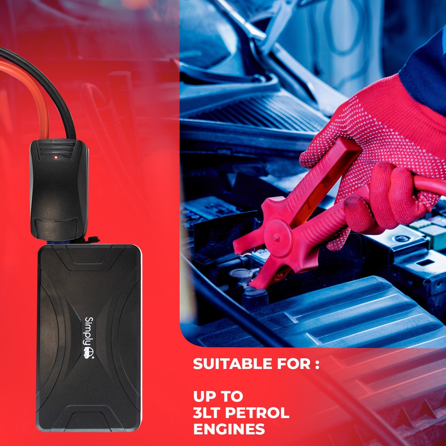 Simply – Portable Jump Starter |300AMP |Powerbank |Compact |Lightweight