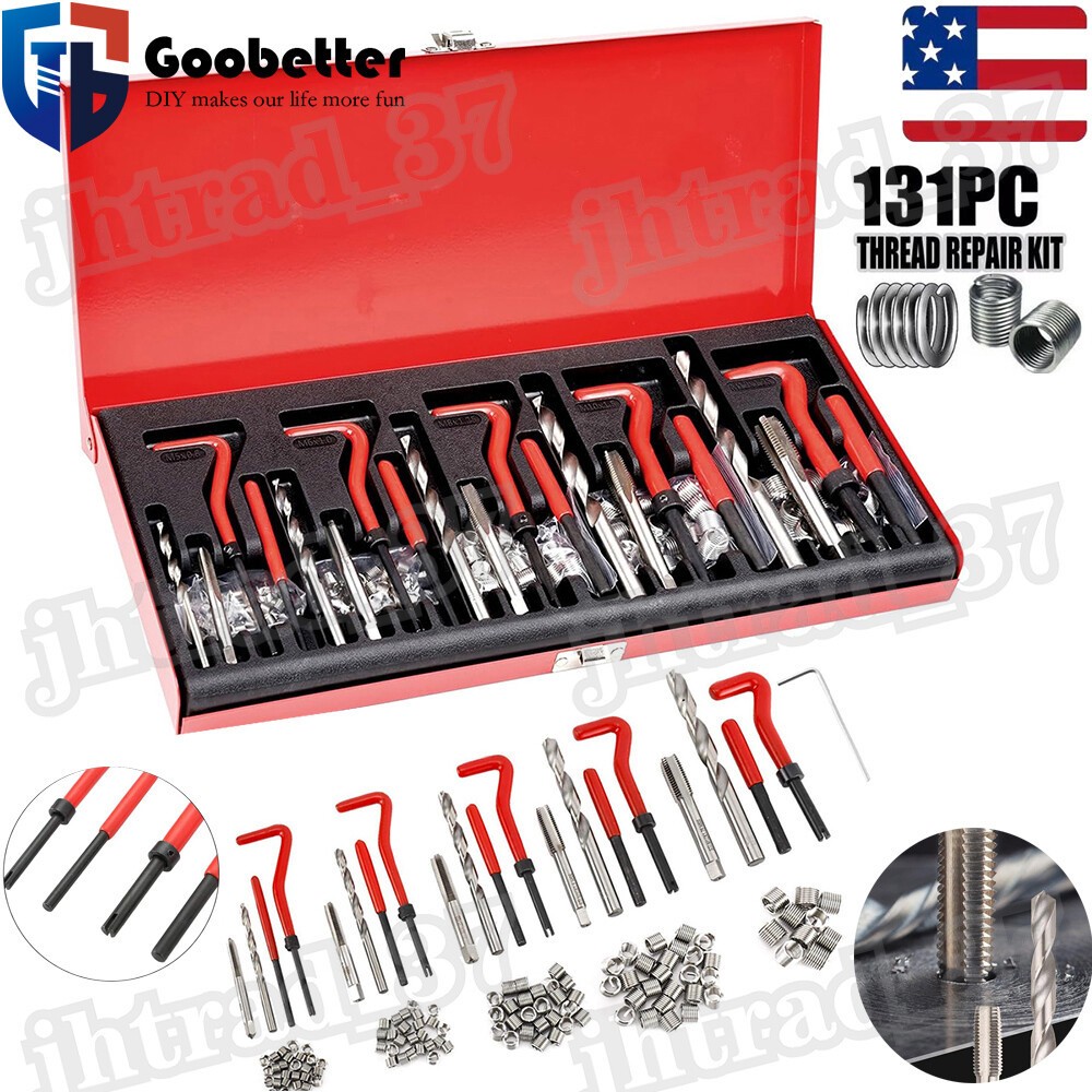 131pcs Metric Helicoil Thread Repair Kit HSS Drills Inserts Taps & Tools M5-M12