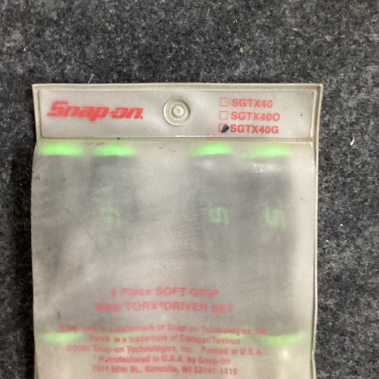 Snap On USA 4 Piece Soft Grip Mini Torx Driver Set SGTX40G W/Pouch