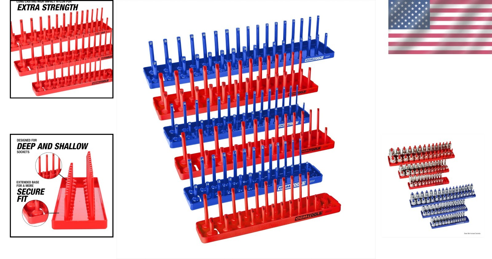Socket Tray Set for Toolboxes – 6pc SAE & Metric Storage