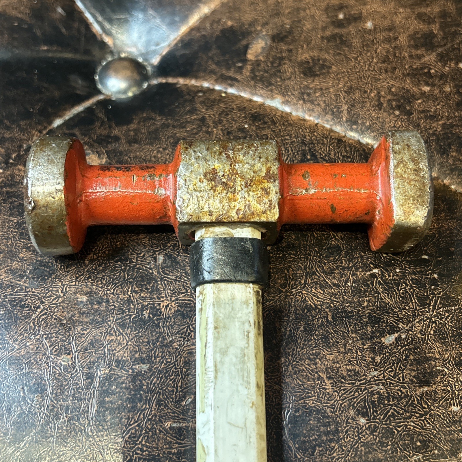 Vintage Unbranded Auto Body Hammer 4” Red White Black Rubber Handle