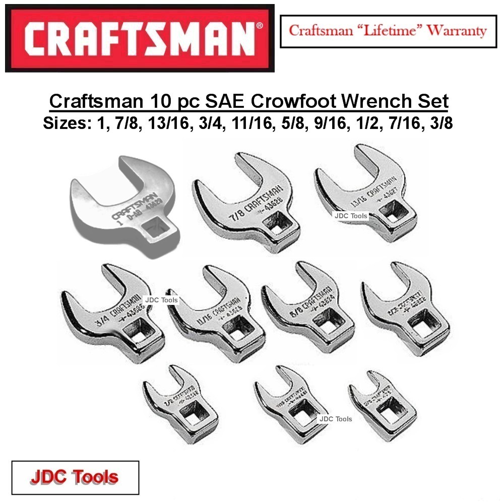 CRAFTSMAN HAND TOOLS 10 pc 3/8 SAE Crowfoot Wrench Set (3/8″ – 1») 20