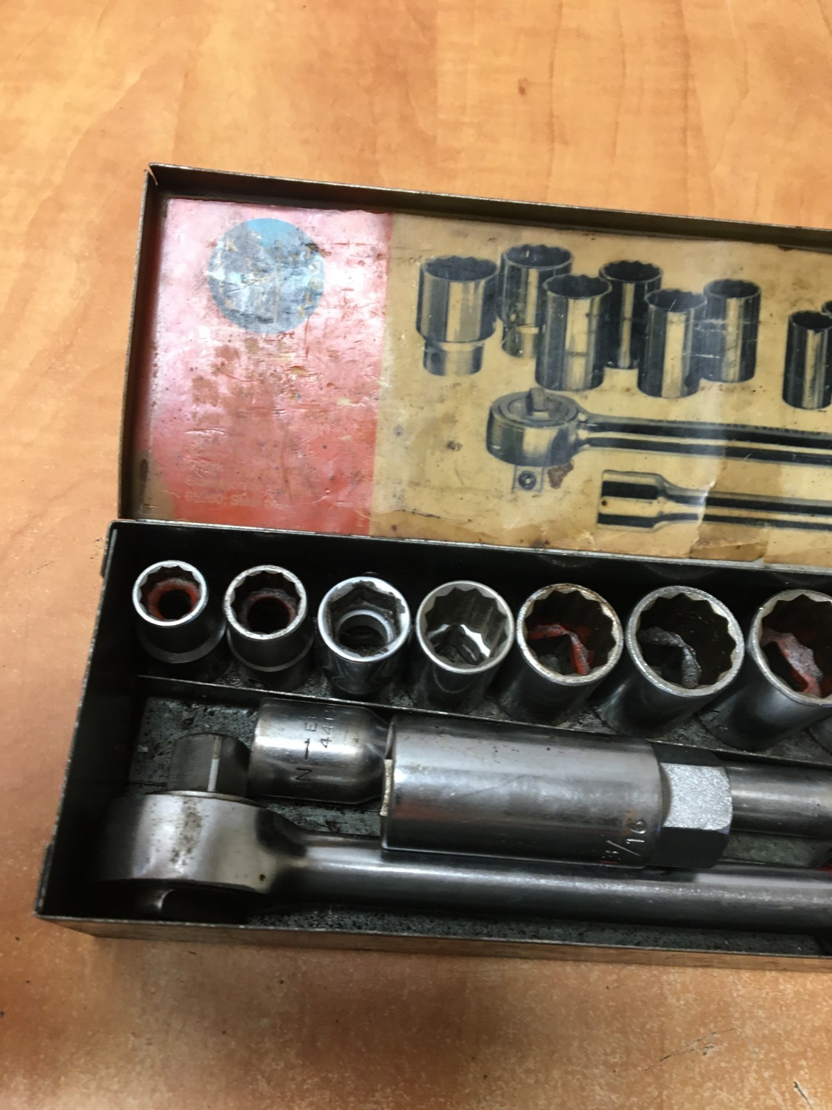 Vintage Klein 65201 1/2” Drive 16 Pc Socket Set 7/16” Thru 1-1/8” USA READ