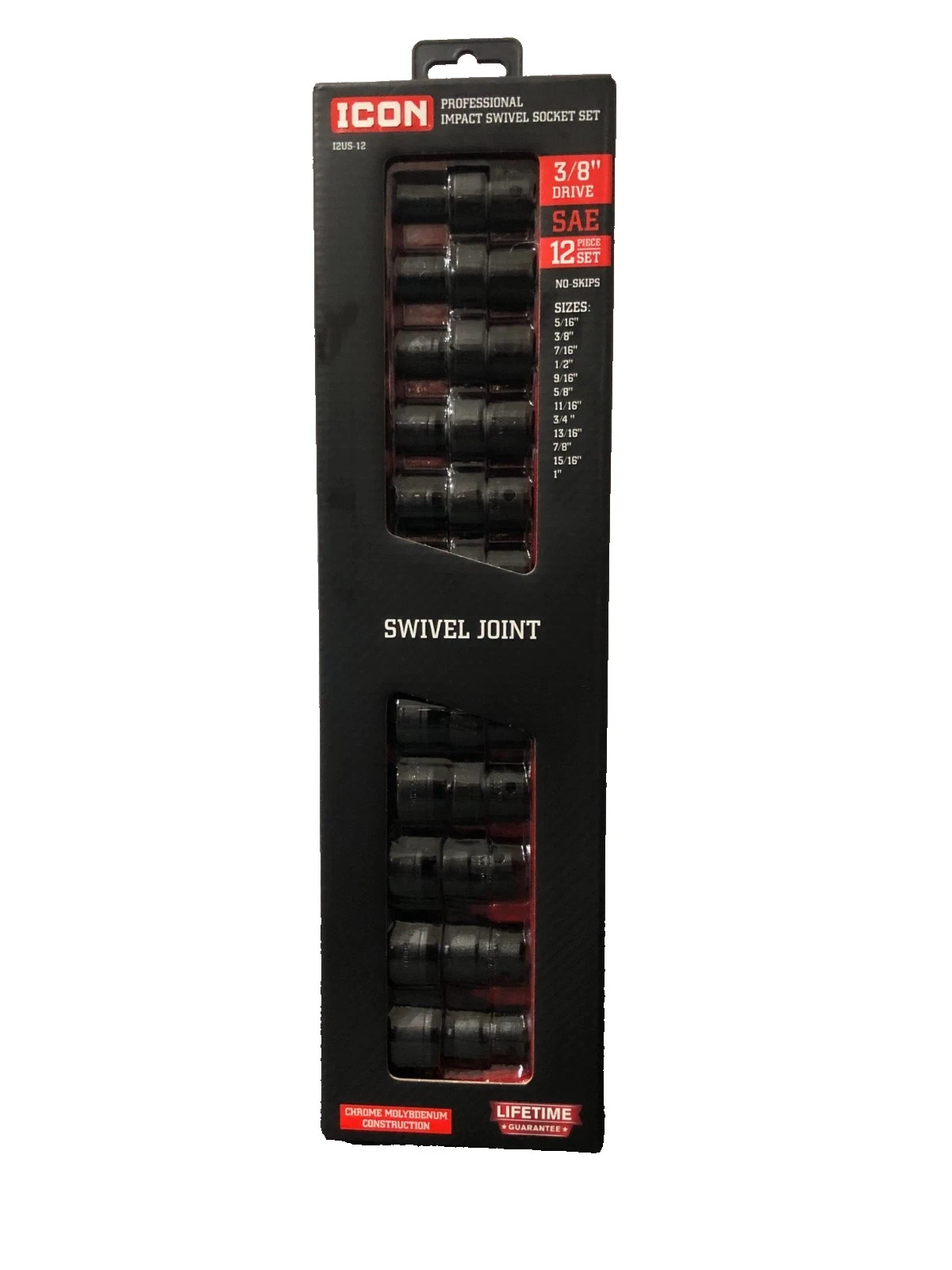 ICON 3/8 in. Drive SAE Impact Swivel Socket Set, 12-Piece Model 59745 NEW