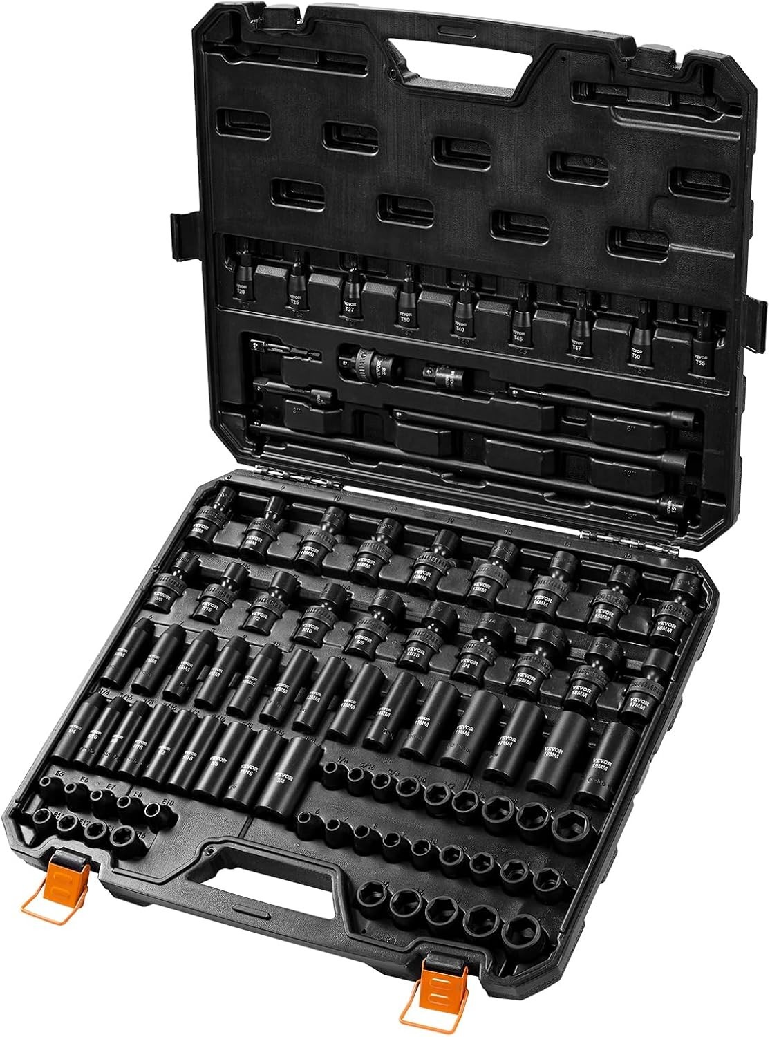 Comprehensive 90-Piece 3/8″ Drive Impact Socket Set with Swivel & E-Torx Sockets