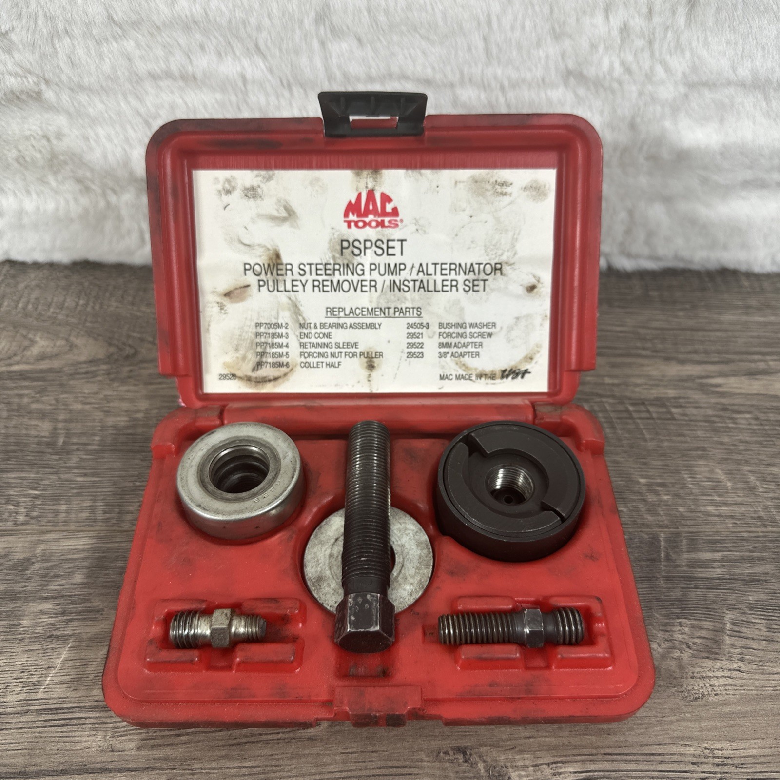 Mac Tools PSPSET 29526 Power Steering Pulley Tool Kit Complete USA Good