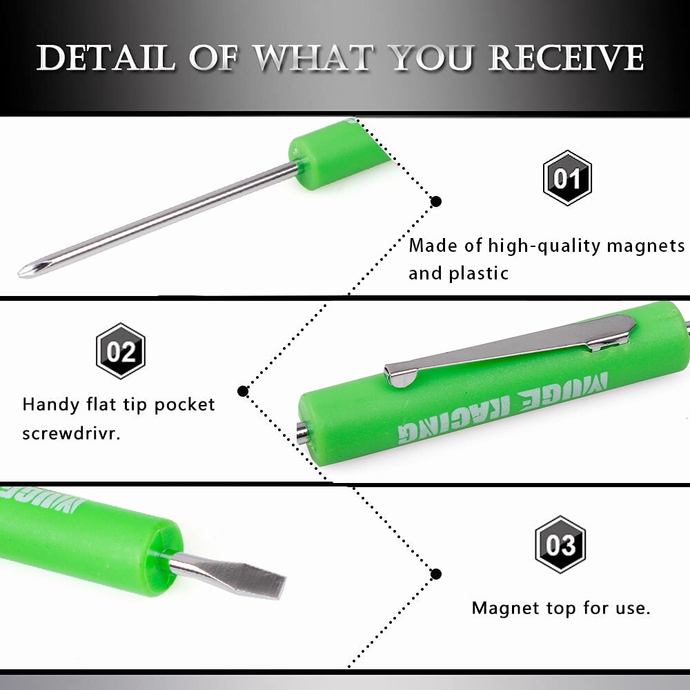 10PCS Mini Pocket Screwdriver Flat Tip w/ Magnet and Clip Phillips Slotted Flat