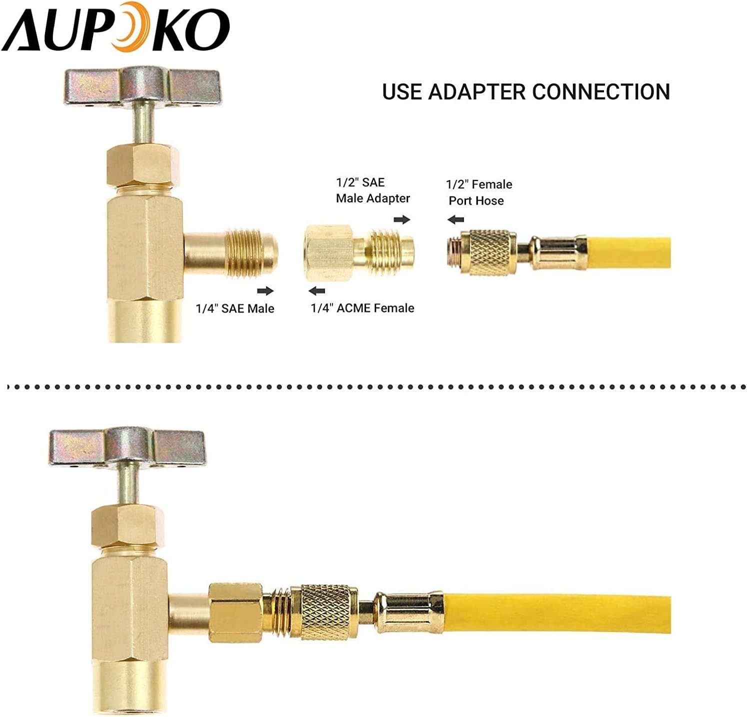 R134A Can Tap with Brass Tank Adapter and Valve Core Remover for AC Systems
