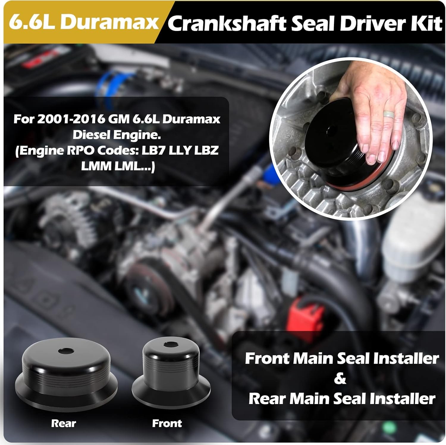 Front & Rear Crank Seal Install Driver for GM 6.6L Duramax LB7 LLY LBZ LMM LML