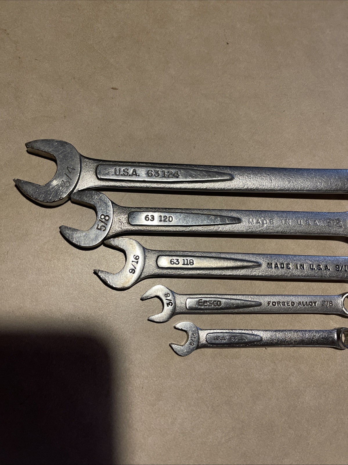 Easco Combination Wrenches 5/16 3/8 9/16 5/8 3/4 Usa Tool Lot
