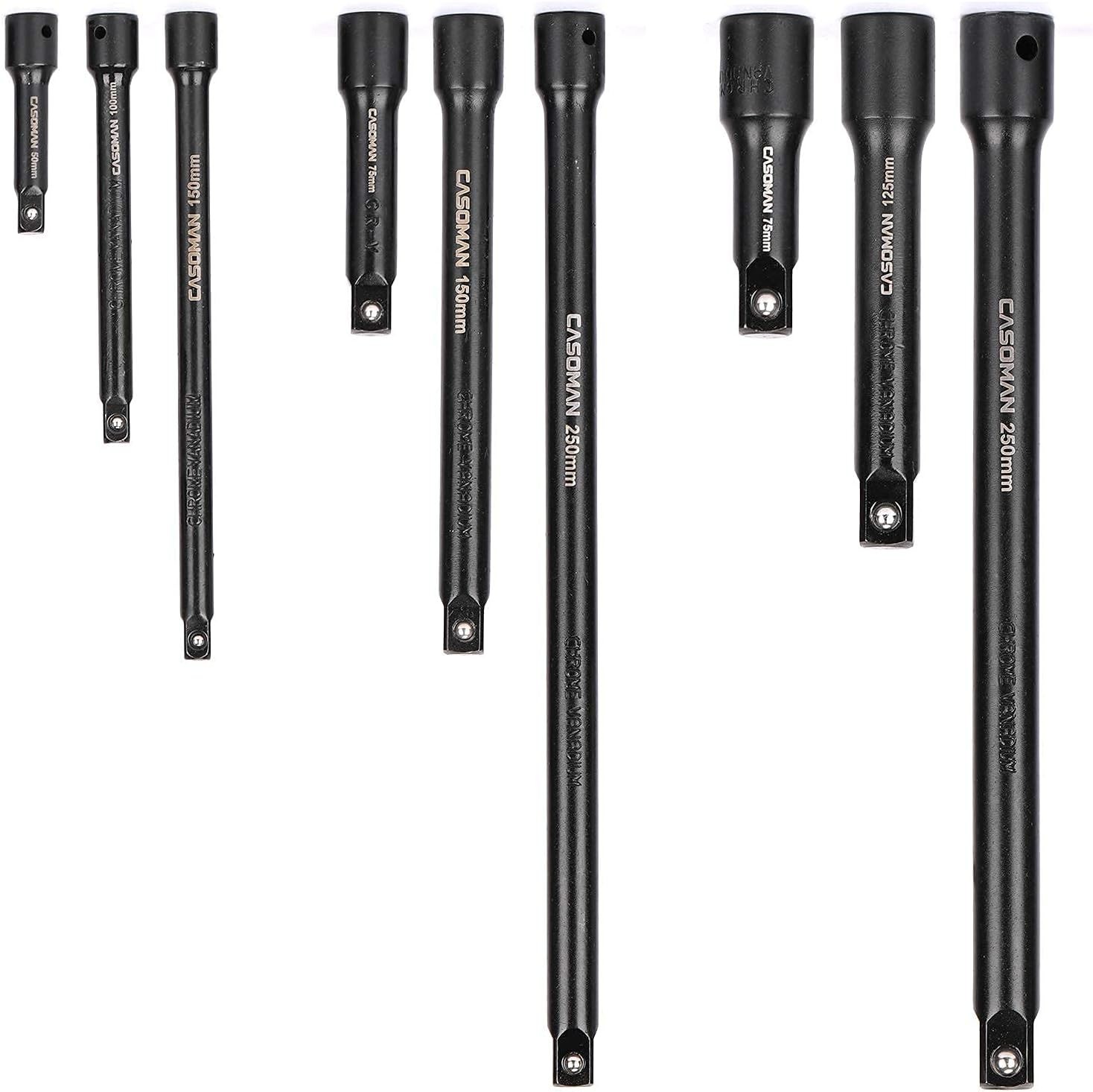 9-Piece Extension Bar Set for 1/4, 3/8 and 1/2 Drive Sockets with Carrying Case
