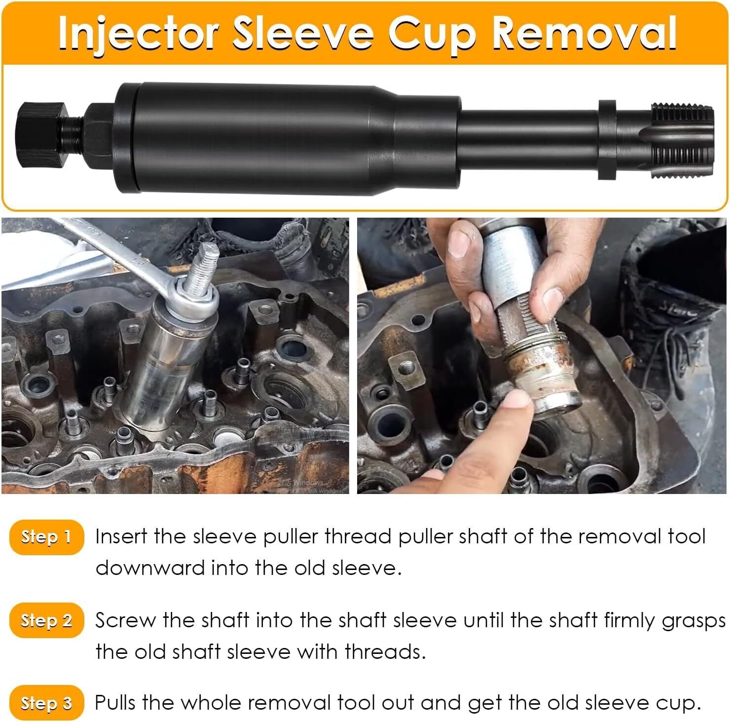 For Caterpillar CAT C7 C9 3126B Injector Sleeve Cup Removal & Install Tool Kit